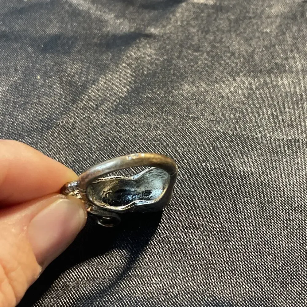 Vintage Bali Style 3D Elephant Animal Statement Ring Heavy Silver Tone Sz9